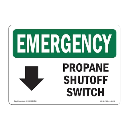 Signmission Safety Sign, OSHA EMERGENCY, 12" Height, Electrical Propane Shutoff Switch With Symbol, Landscape OS-EM-D-1218-L-10291